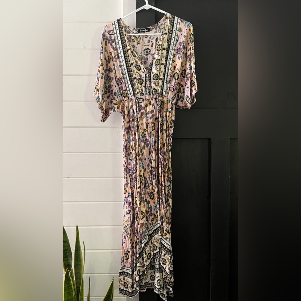 Light pink printed midi dress